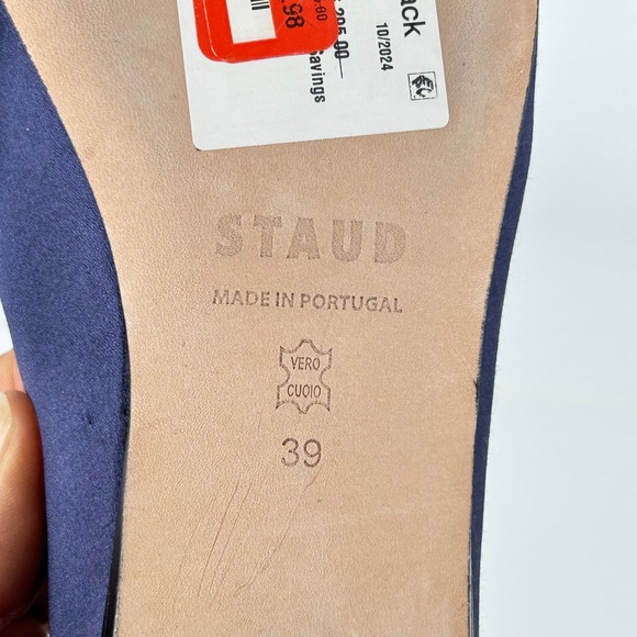 STAUD Size 39 US 9 Navy Blue Satin Slingback Ballet Flats NEW Janine $325 - Picture 4 of 11